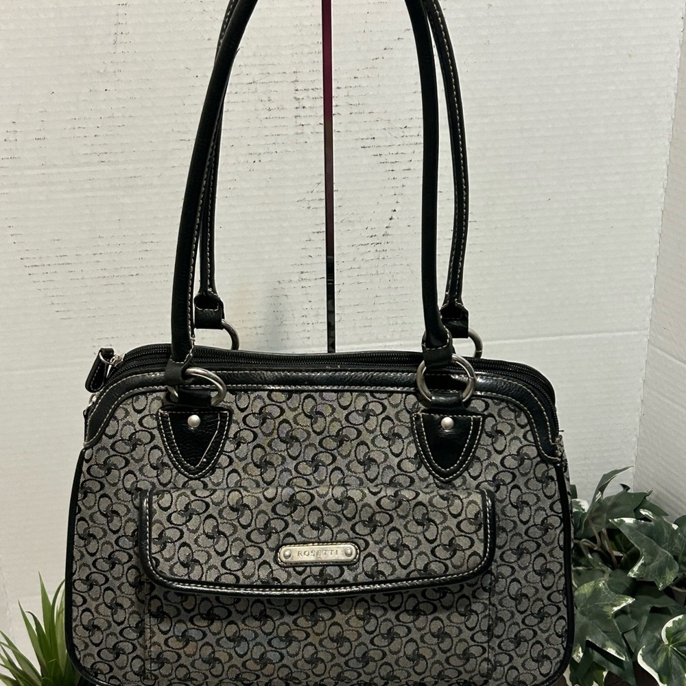Rosetti Black and Gray Patterned Shoulder Bag